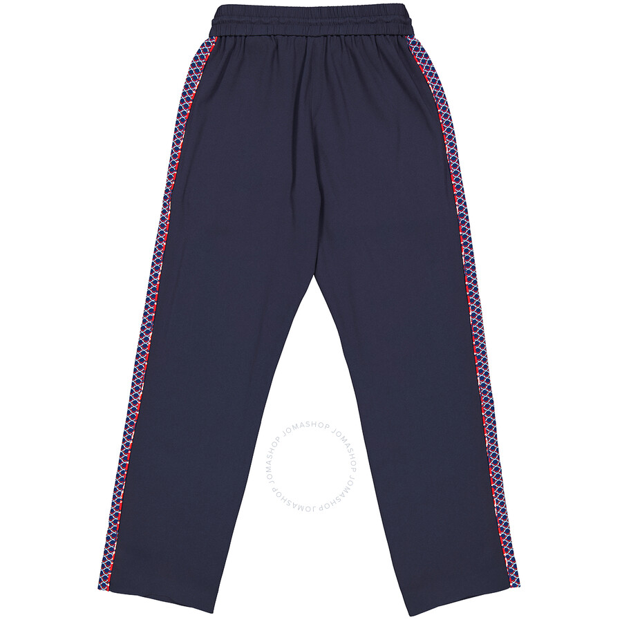 Shop Kenzo Midnight Blue Straight-leg Cropped Track Pants