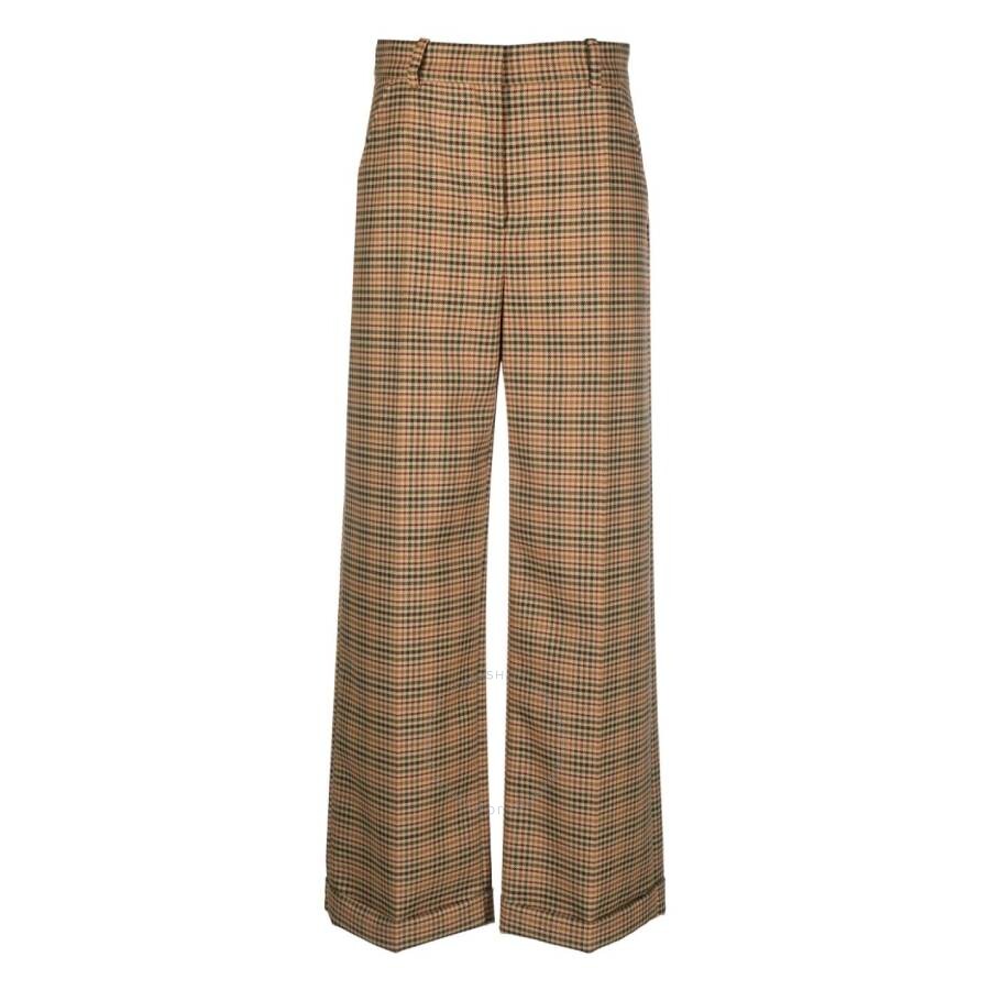 Kenzo Plaid Tailored Wide Leg Pants In Yellow