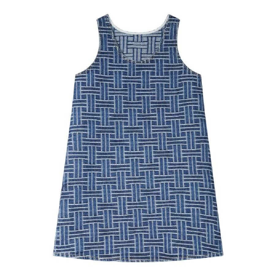Weave Pattern Denim Dress