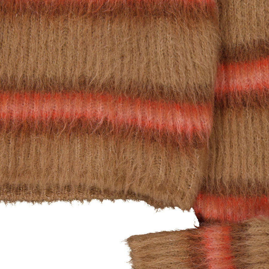 Womens Striped Alpaca Blend Cropped Sweater, Size X-Small