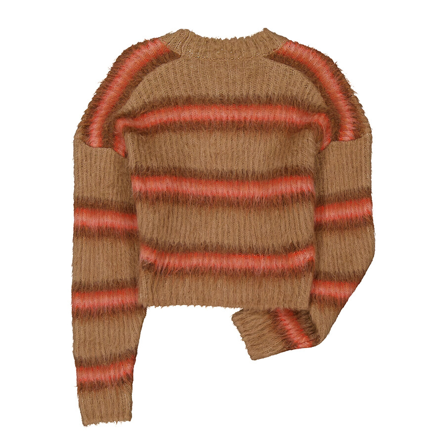 Womens Striped Alpaca Blend Cropped Sweater, Size X-Small