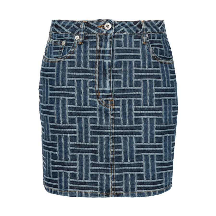 Womens Weave Miniskirt In Japanese Denim, Waist Size 27