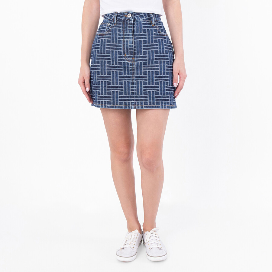 Womens Weave Miniskirt In Japanese Denim, Waist Size 27