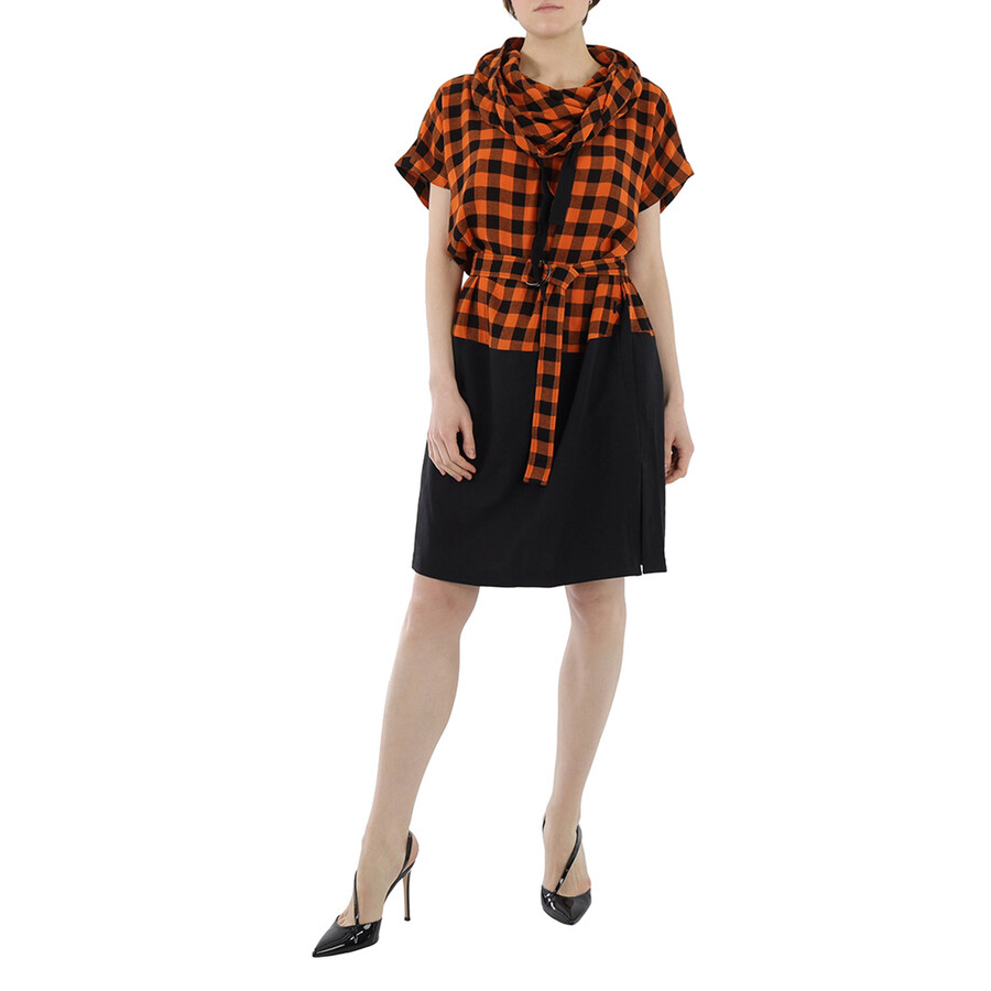 Wool Blend Check Snood Dress