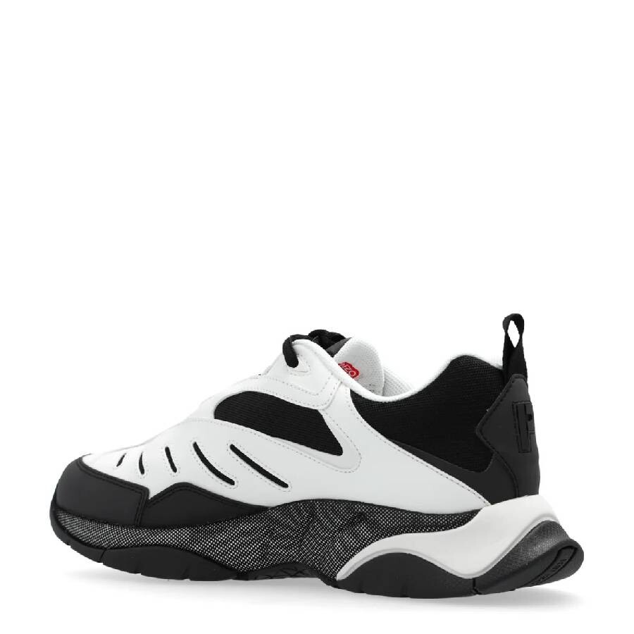 Kenzo Two-tone Fabric And Synthetic Leather X-trainer Sneakers In White