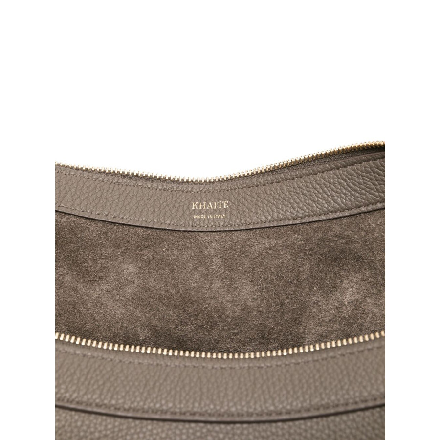 Khaite Augustina Small Leather Crossbody Bag In Gray