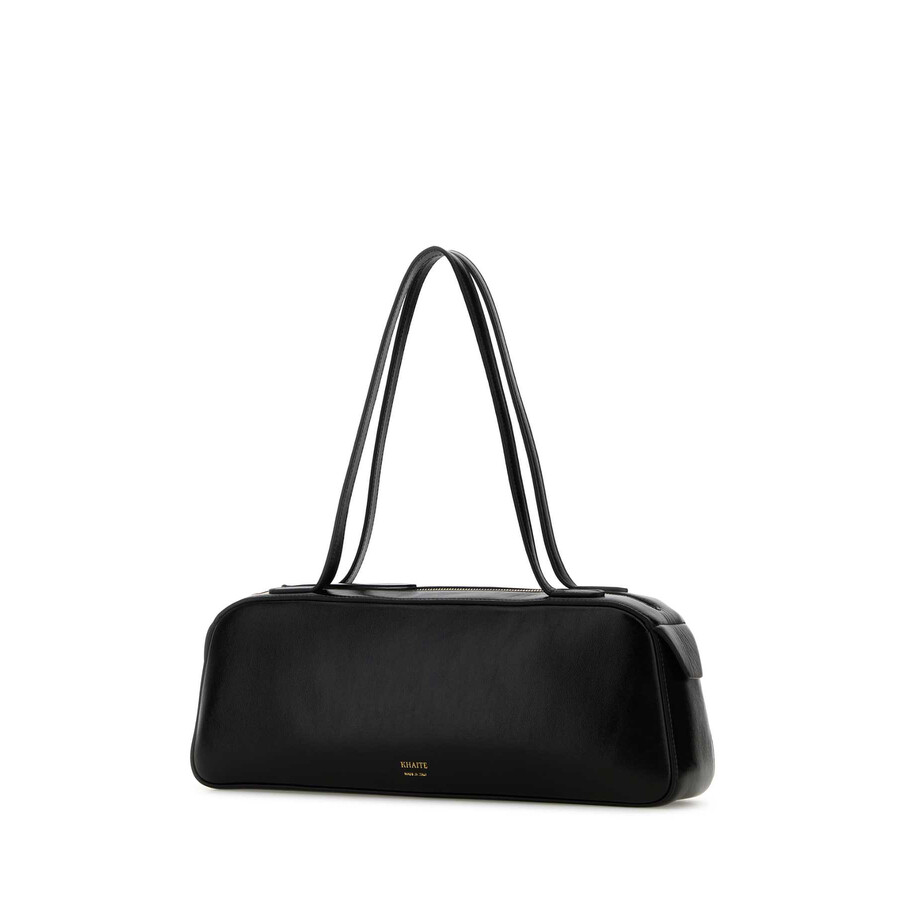 Khaite Black Leather Simona Shoulder Bag In Black