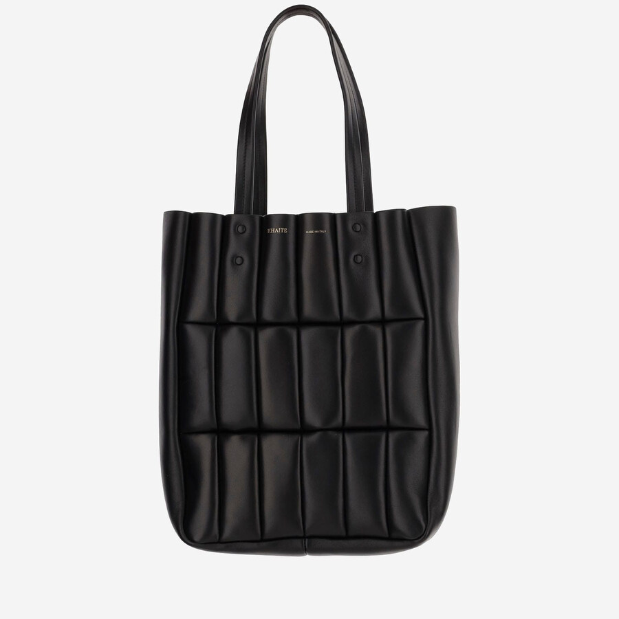 Khaite Small Zoe Panel Leather Tote In Black
