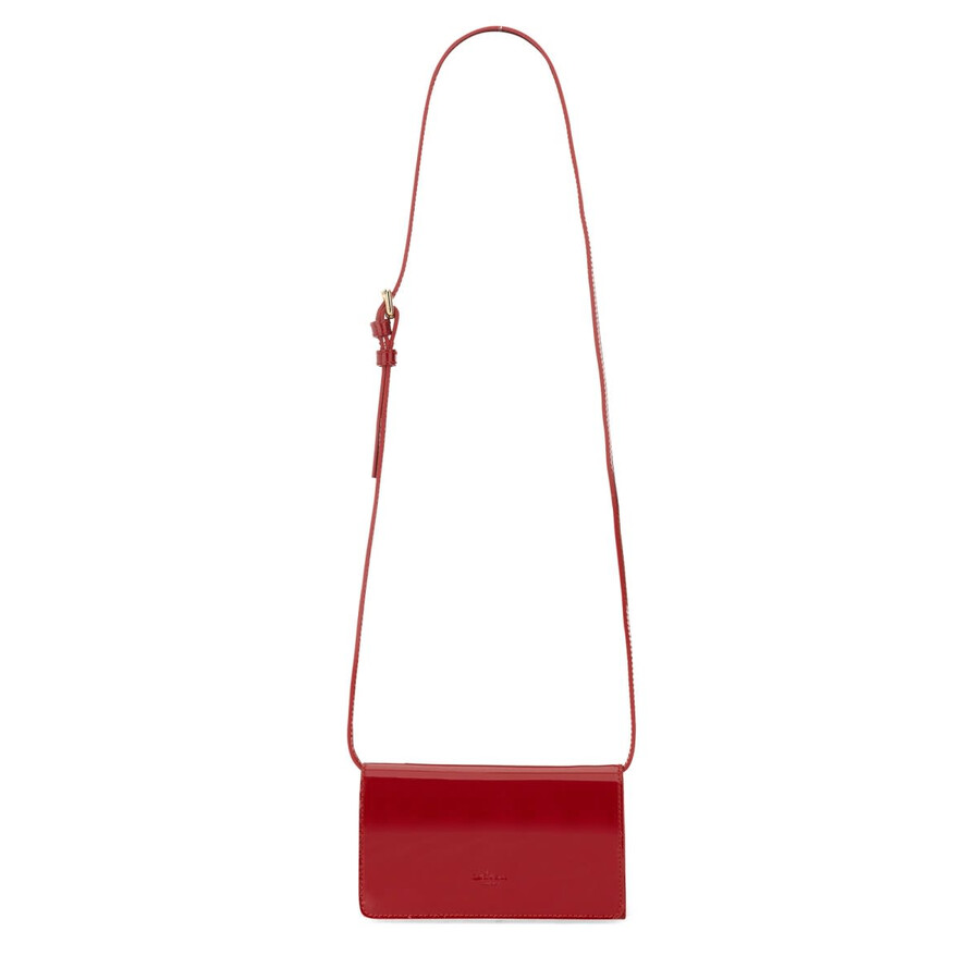 Kiton Cross-body Bag With Glossy Finish And Adjustable Strap In Red