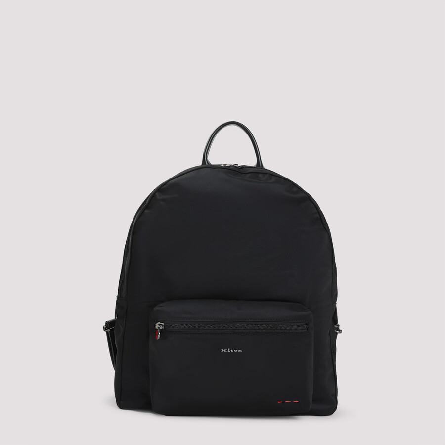Kiton Versatile Backpack With Front Zip Pocket In Black