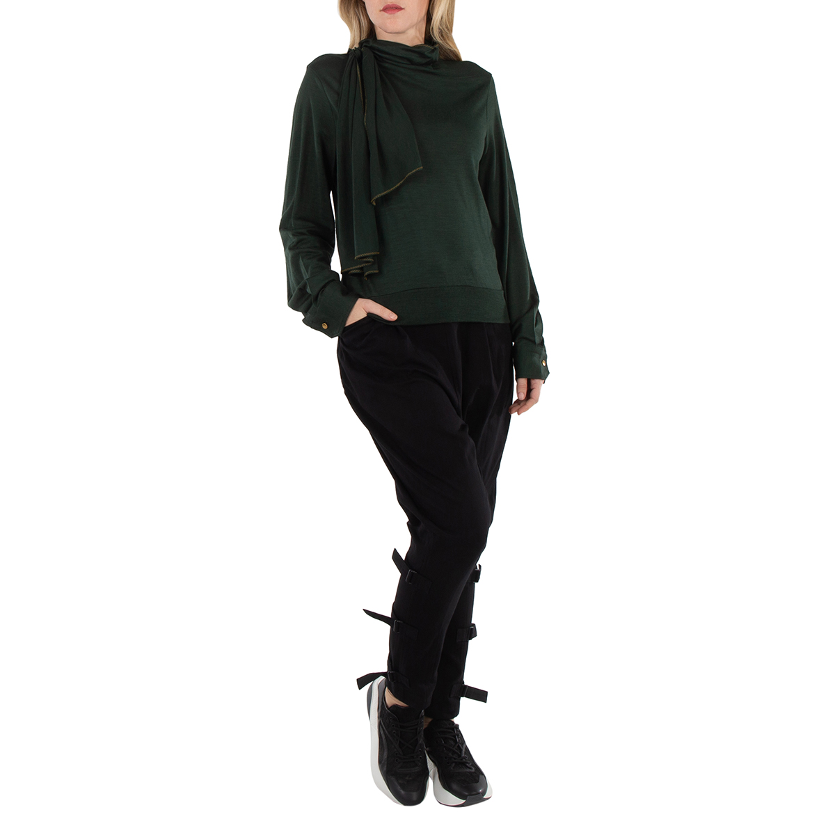 Women Plaid Cropped Shirt - Dark Green - SW2510173A