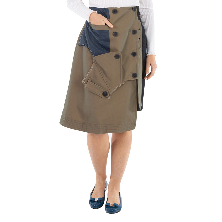 Ladies Trench Detail Patchwork Skirt