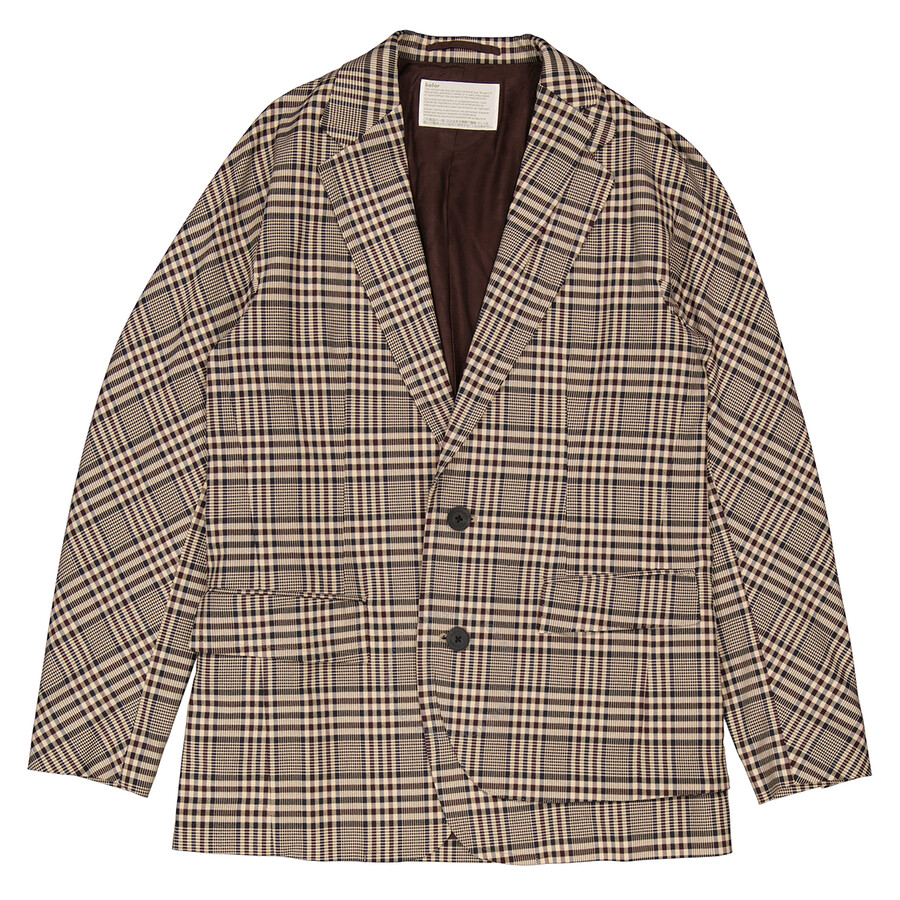 Kolor Men's Beige Gun Club Plaid Single Breasted Blazer In Beige