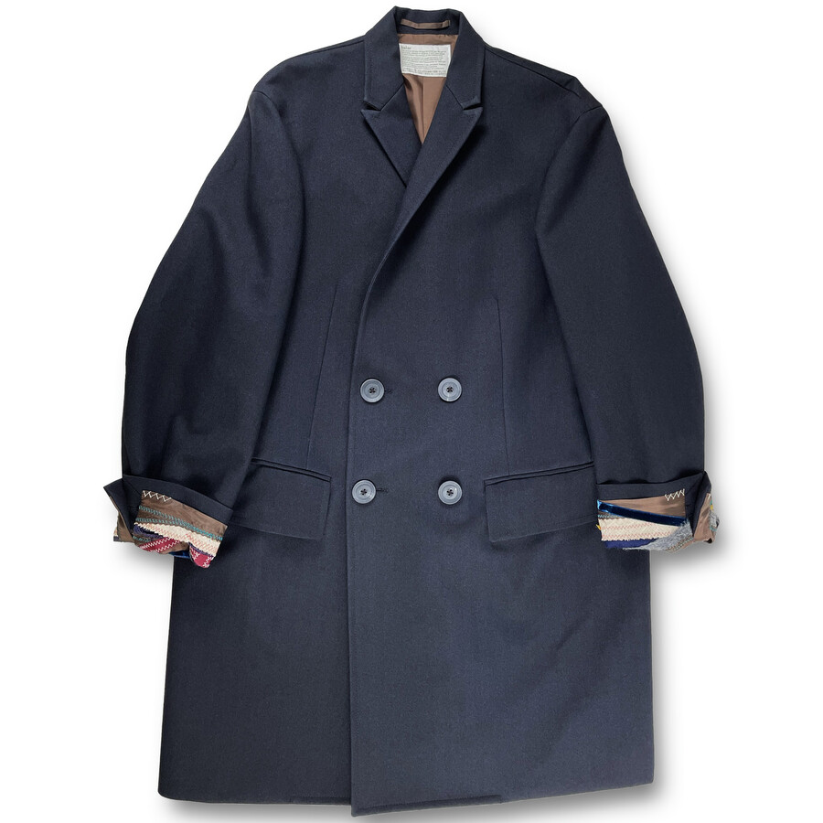 Kolor Men's Navy Double Breasted Long Coat, Brand Size 2