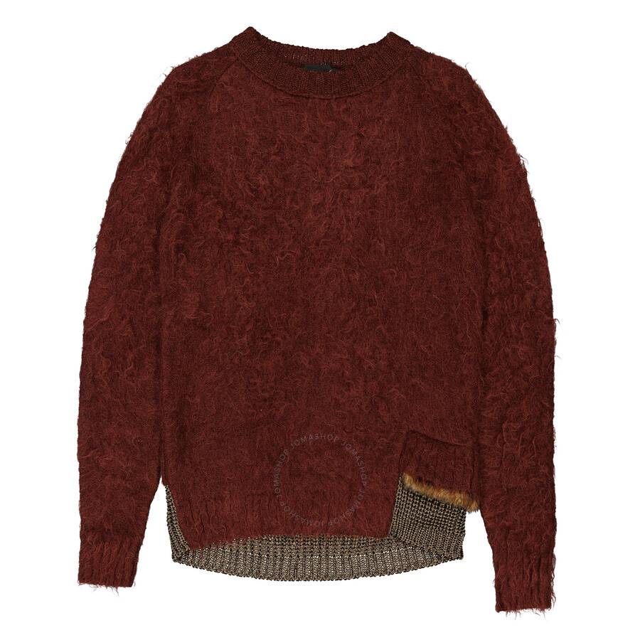 Kolor Men's Reddish Brown Contrasting-trim Crew-neck Jumper In Brown
