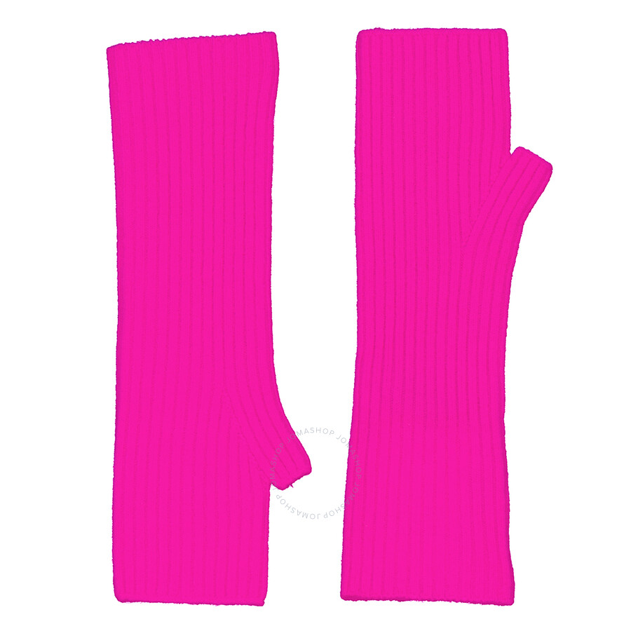 Kujten Neon Pink Cashmere Mittens In Pink