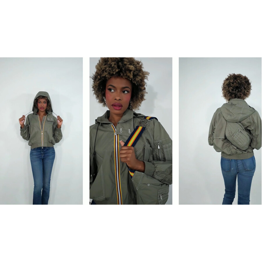 Kway Ladies Green ASA Nylon Bomber Jacket, Brand Size 8 K81159W