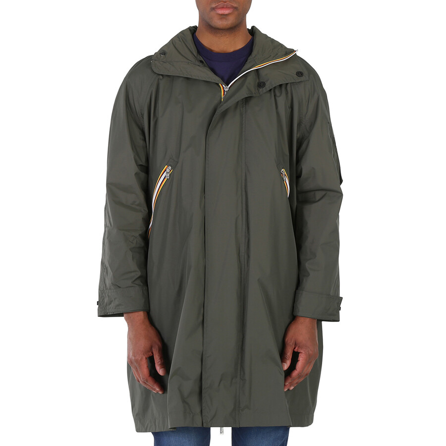 Men's Green Bleizou Nylon Parka With Crossbody, Size Medium
