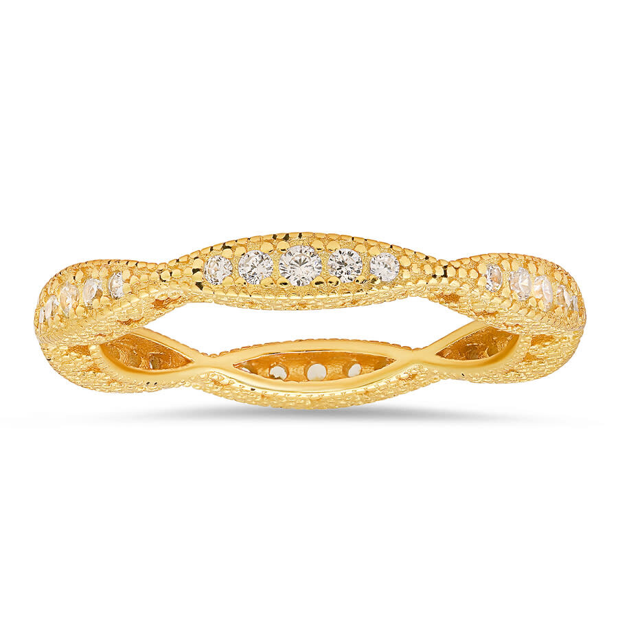 Kylie Harper 14k Gold Over Silver Stackable Vintage Swirl Eternity Band Ring