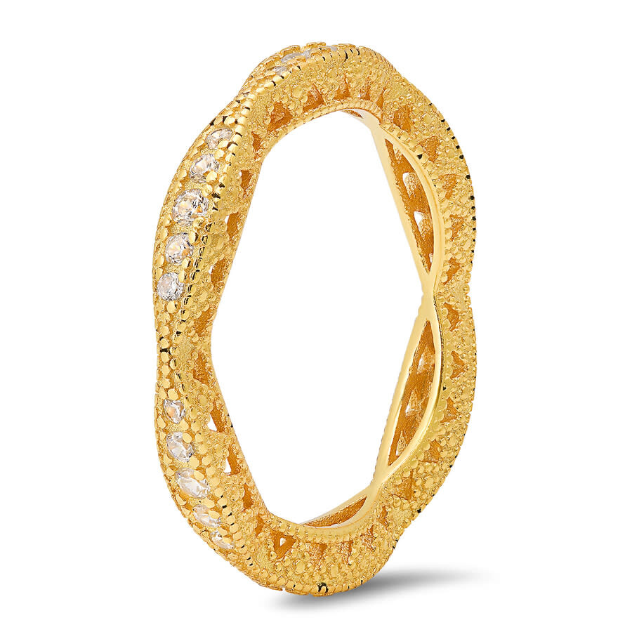 Kylie Harper 14k Gold Over Silver Stackable Vintage Swirl Eternity Band Ring