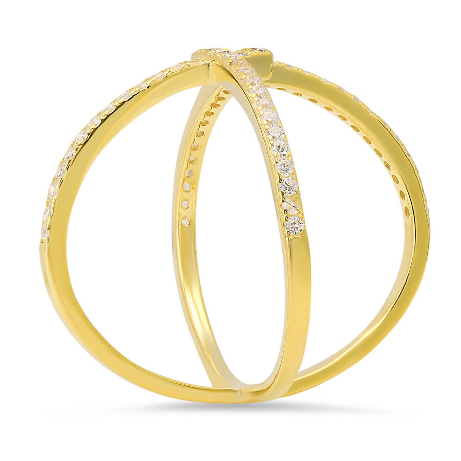 Kylie Harper 14k Gold Over Silver Zig-zag Crossover Cz Ring