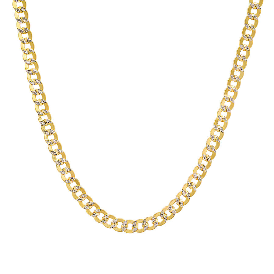 Kylie Harper Men's 14k Two-tone Gold Thick 4.5mm Diamond-cut Pave Miami Cuban Curb Chain Necklace In Two Tone