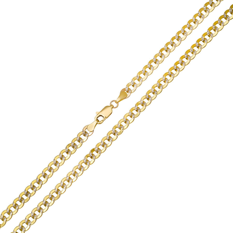 Kylie Harper Men's 14k Two-tone Gold Thick 4.5mm Diamond-cut Pave Miami Cuban Curb Chain Necklace In Two Tone