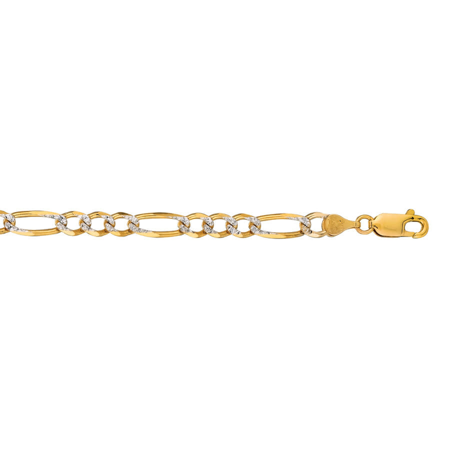 Kylie Harper Men's 14k Two-tone Gold Thick/heavy Diamond-cut Pave Figaro Chain Bracelet In Multi