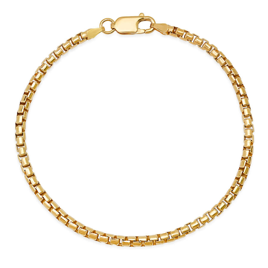 Kylie Harper Men's Thick 8.5" Italian 14k Gold Over Silver Round Box Chain Bracelet
