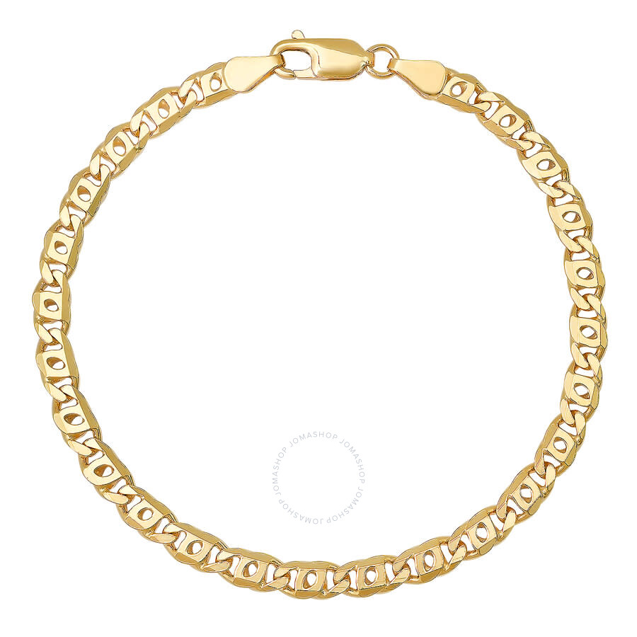 Kylie Harper Men's Thick 8.5" Italian 14k Gold Over Silver Tiger Eye Chain Bracelet In Gold Tone