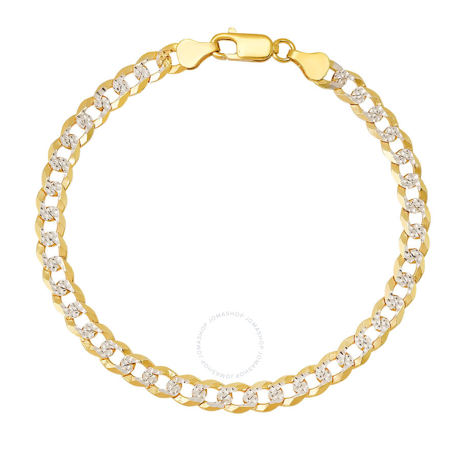 Kylie Harper Men's Thick 8.5" Italian Gold Two-tone Diamond-cut Pave Miami Cuban Curb Chain Bracelet In Two Tone