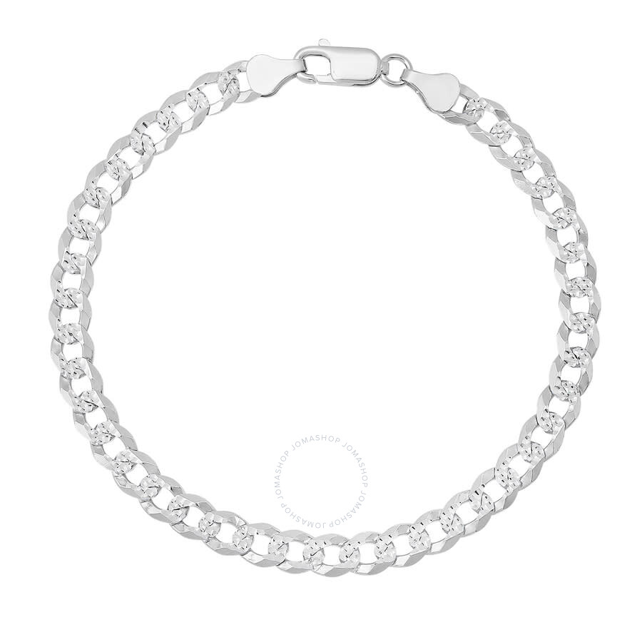 Kylie Harper Men's Thick 8.5" Italian Sterling Silver Diamond-cut Pave Miami Cuban Curb Chain Bracel In Silver Tone