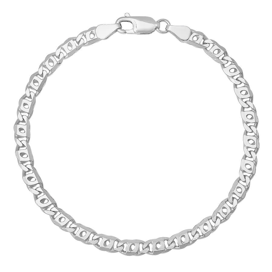 Kylie Harper Men's Thick 8.5" Italian Sterling Silver Tiger Eye Chain Bracelet In Silver Tone