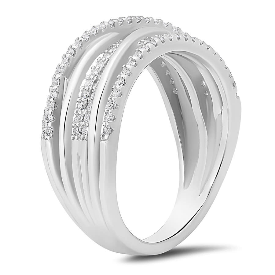 Kylie Harper Sterling Silver Crossover Statement Cz Ring