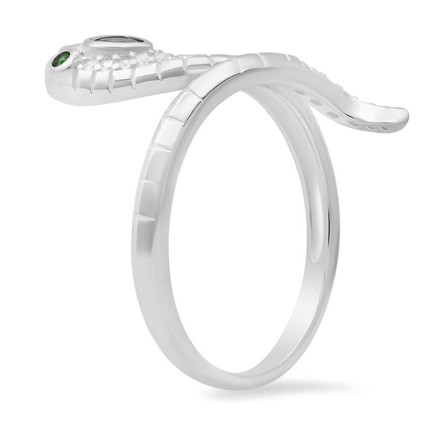 Shop Kylie Harper Sterling Silver Cz Snake Ring In Silver Tone