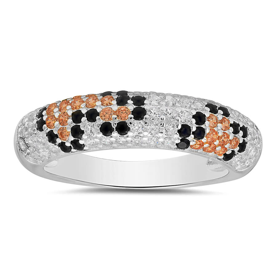 Kylie Harper Sterling Silver Leopard Skin Pave Cz Band Ring