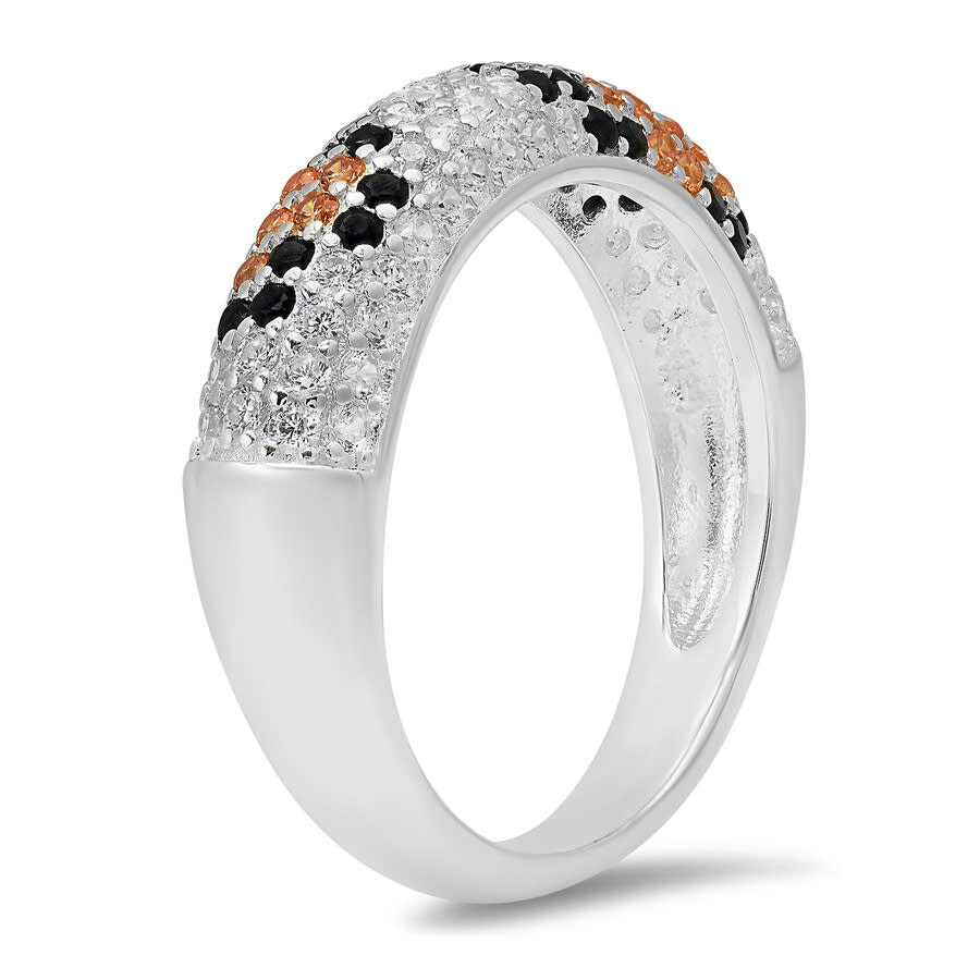 Kylie Harper Sterling Silver Leopard Skin Pave Cz Band Ring
