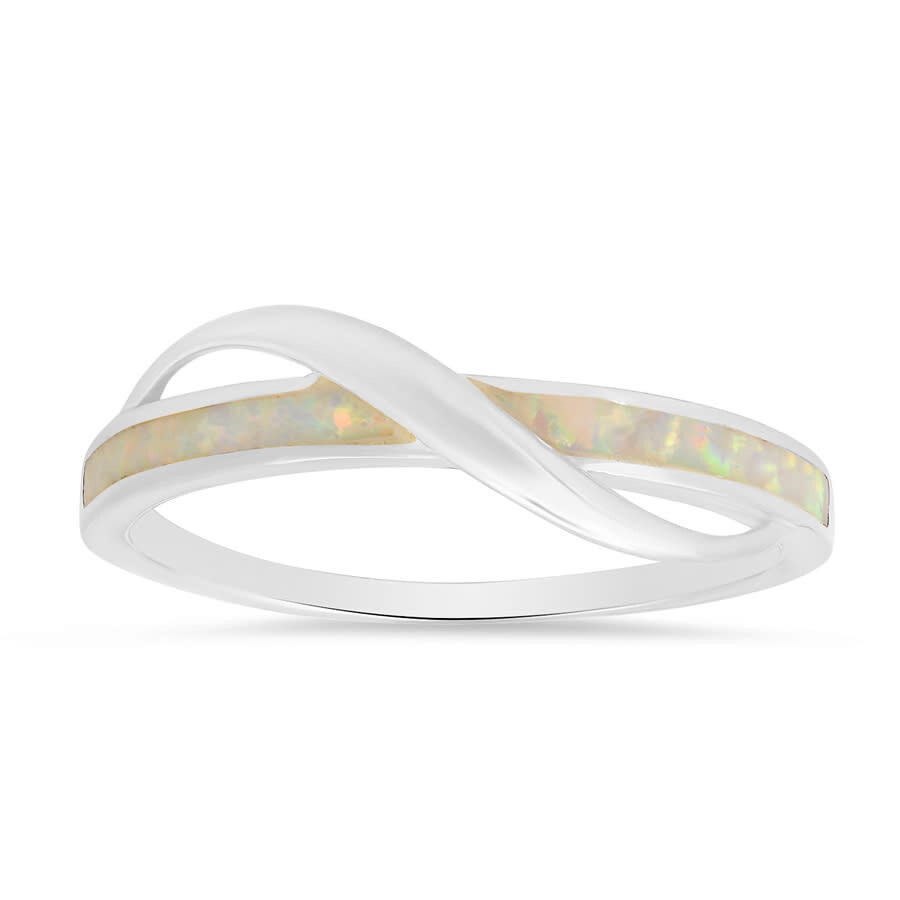 Shop Kylie Harper Sterling Silver Opal Wave Ring In Silver Tone