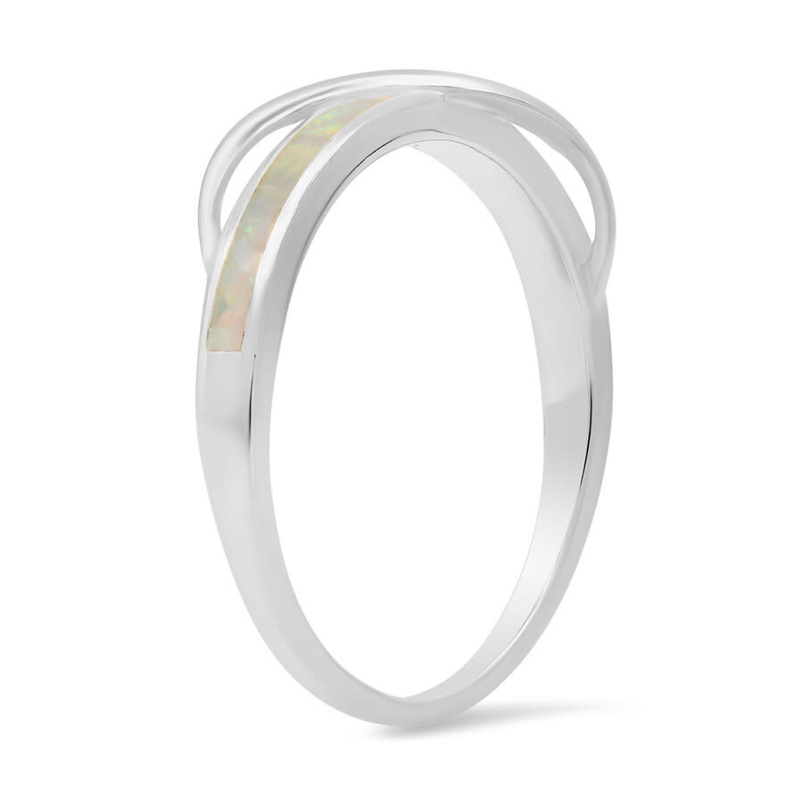Kylie Harper Sterling Silver Opal Wave Ring In Silver Tone
