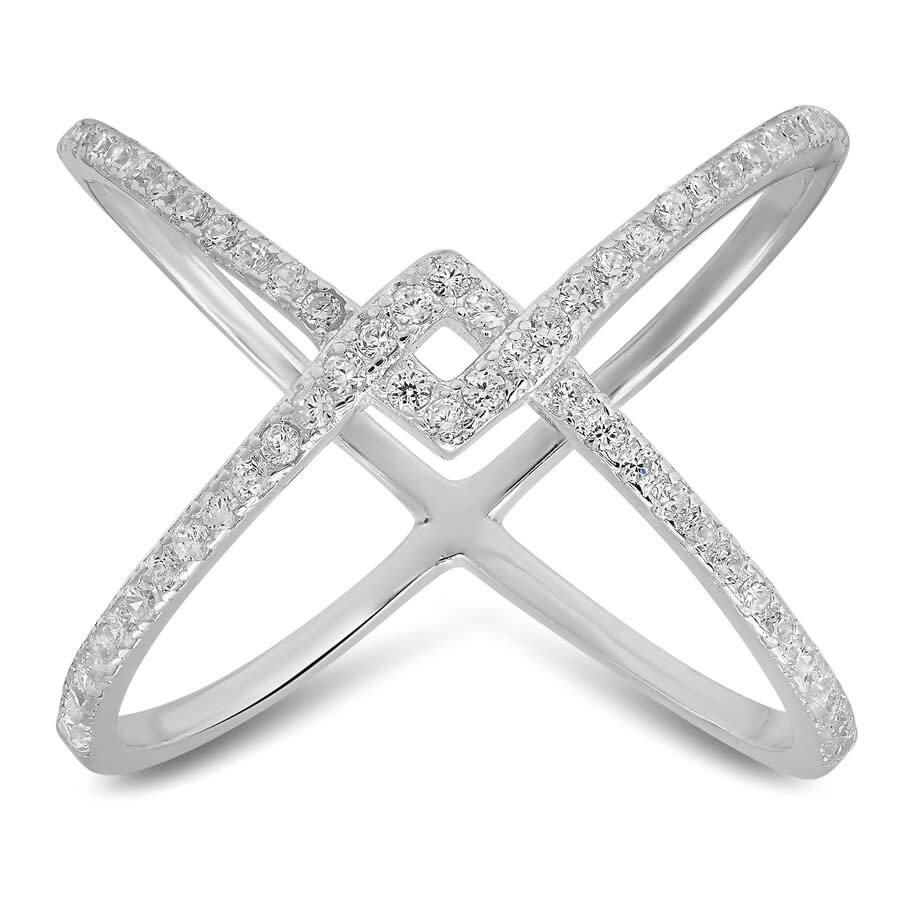 Kylie Harper Sterling Silver Zig-zag Crossover Cz Ring