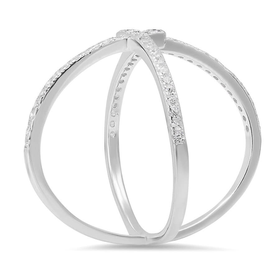 Kylie Harper Sterling Silver Zig-zag Crossover Cz Ring
