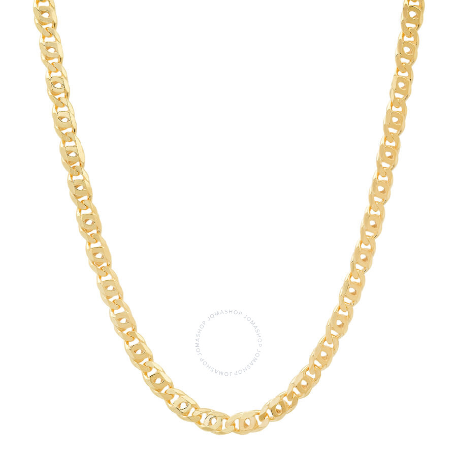 Kylie Harper Thick/heavy Men's Italian 14k Gold Over Silver Tiger Eye Chain Necklace - 22"-24" In Yellow