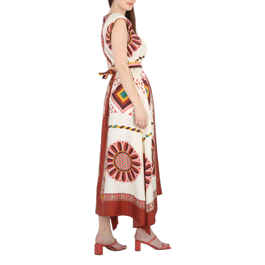 La Doublej La Double J Ladies Macro Tiles Placed Twill Silk San Carlo Dress