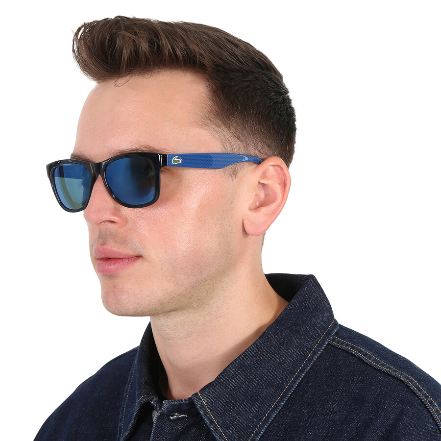 Shop Lacoste Blue Square Unisex Sunglasses L734s 424 52