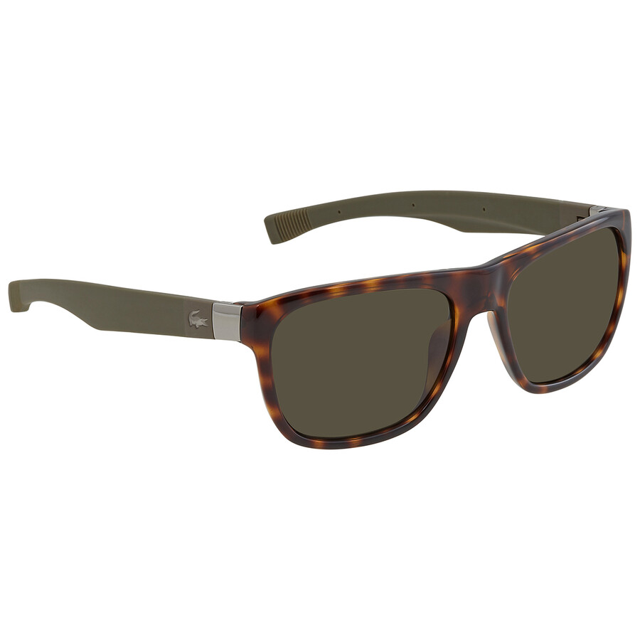 Shop Lacoste Green Square Unisex Sunglasses L664s 220 55 In Dark / Green