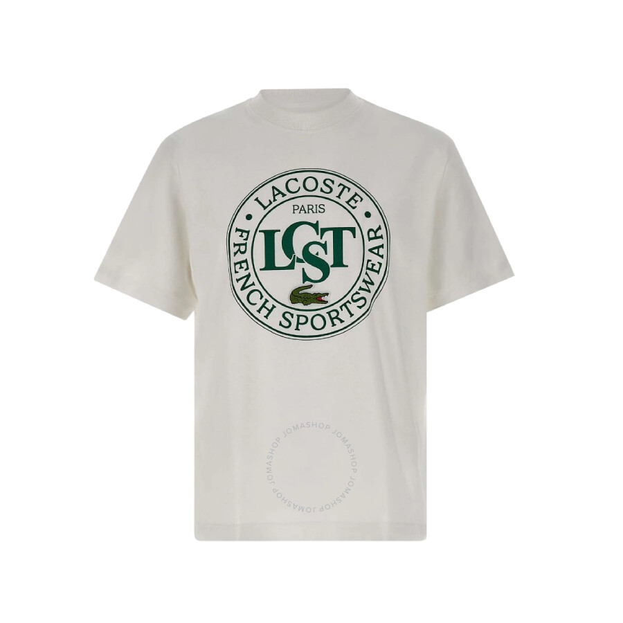 Lacoste Logo Print Crew Neck T-shirt In White