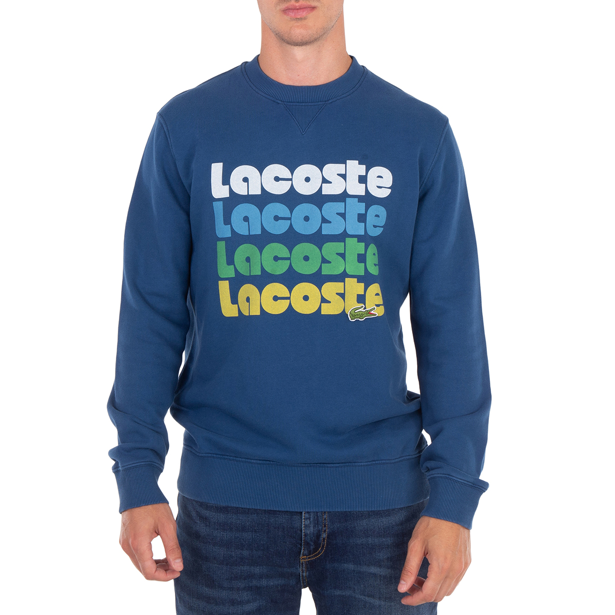 Lacoste Long Sleeves Pull Over Sweater In Blue