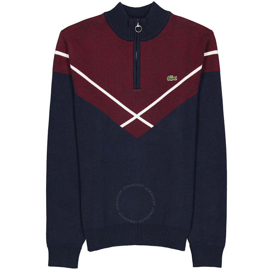 Lacoste Men's ZipCollar Jacquard Sweater, Brand Size 4 (Medium) AH8572