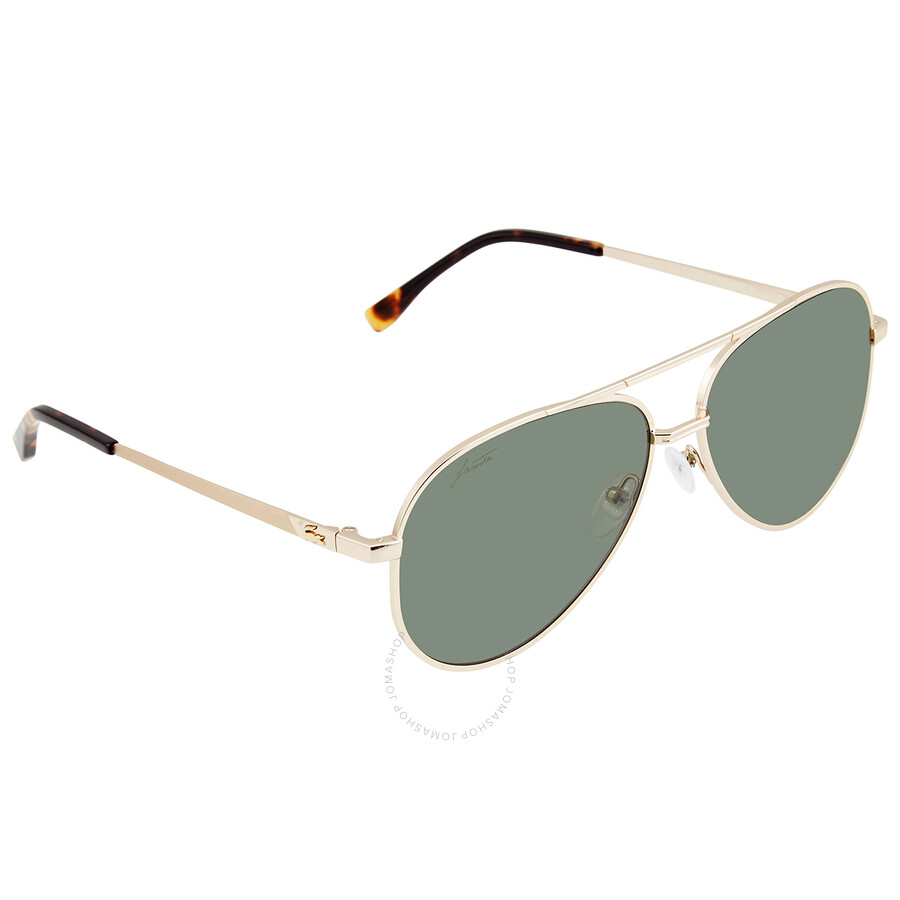 Lacoste Polarized Green Pilot Unisex Sunglasses L233sp 714 60 In Gold / Green