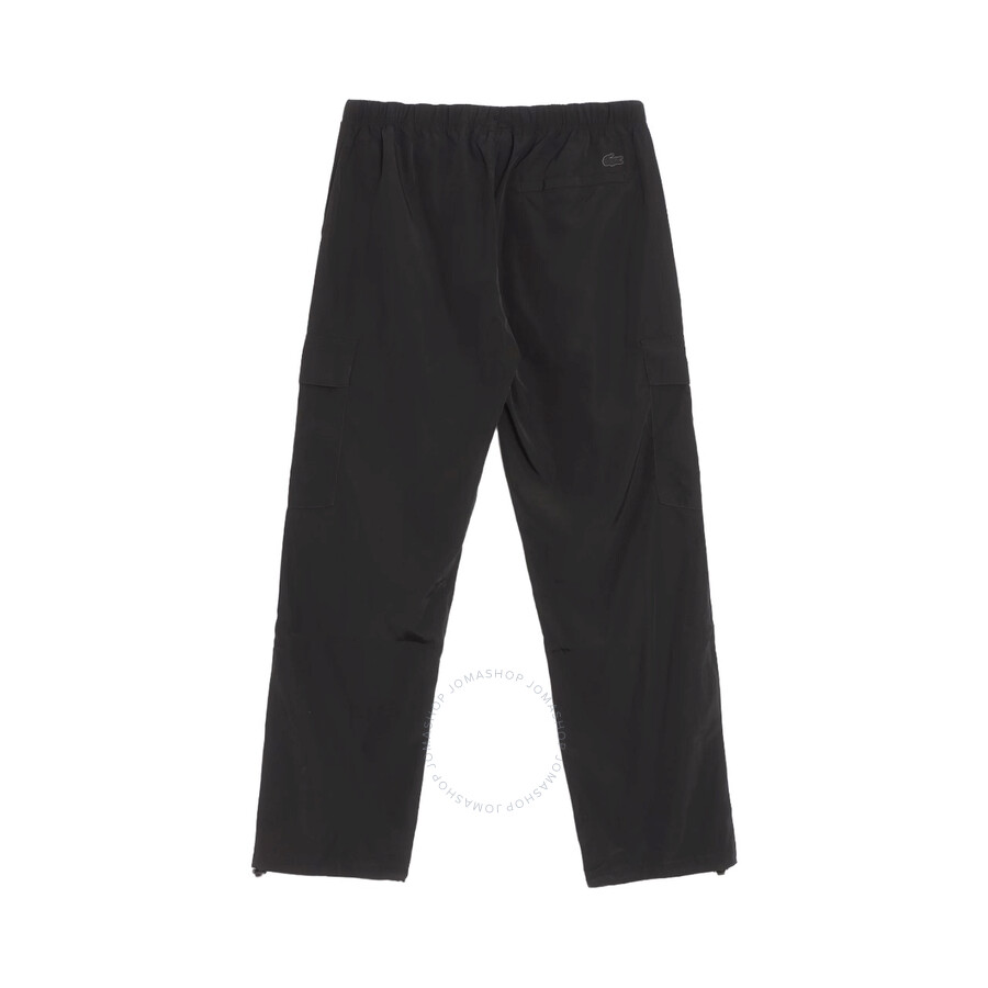 Lacoste Water Repellent Taffeta Relaxed Cargo Pants In Black